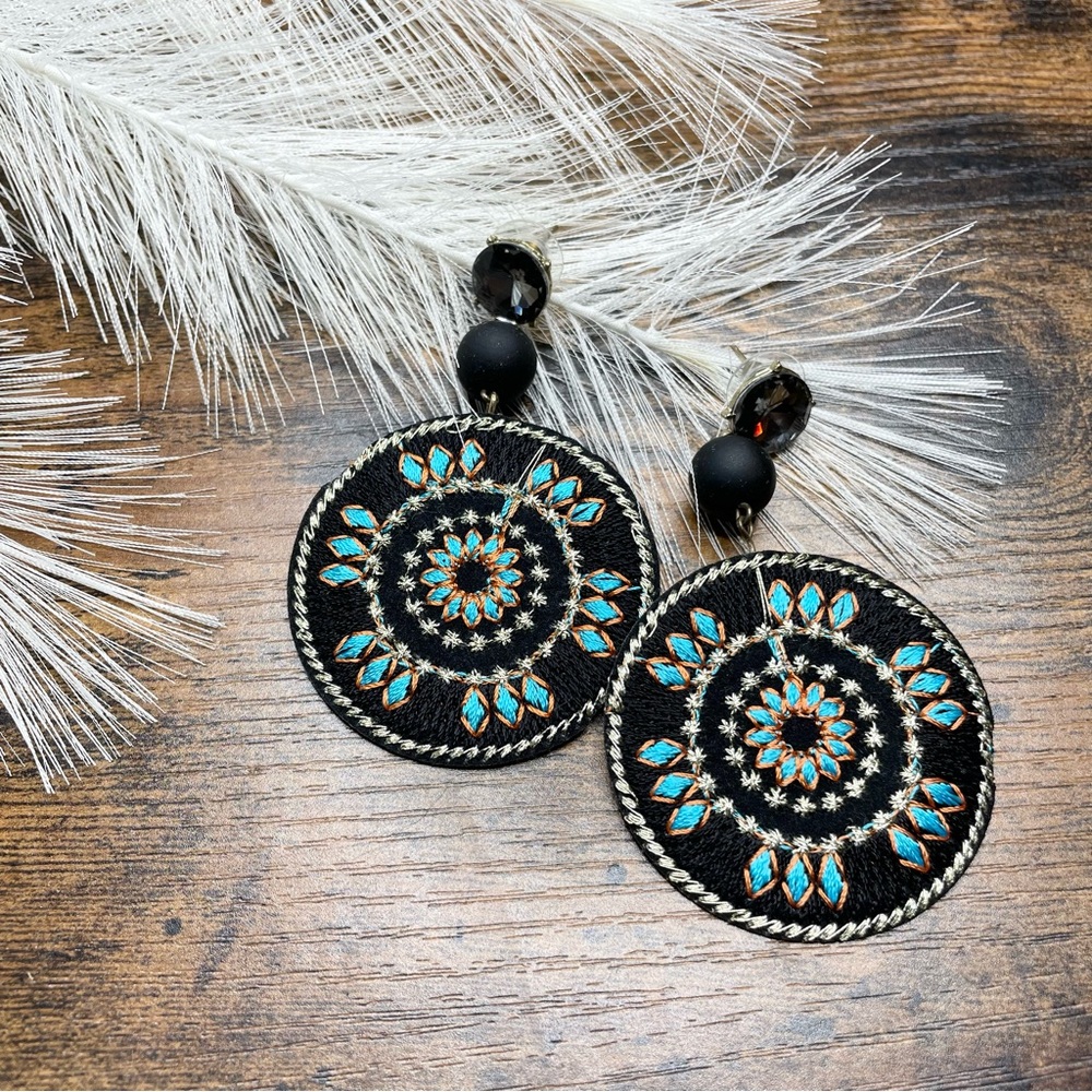 Ball Detail Woven Round Drop Earrings